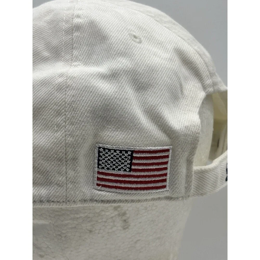 GAP Script Logo Strapback Hat White Embroidered US American Flag